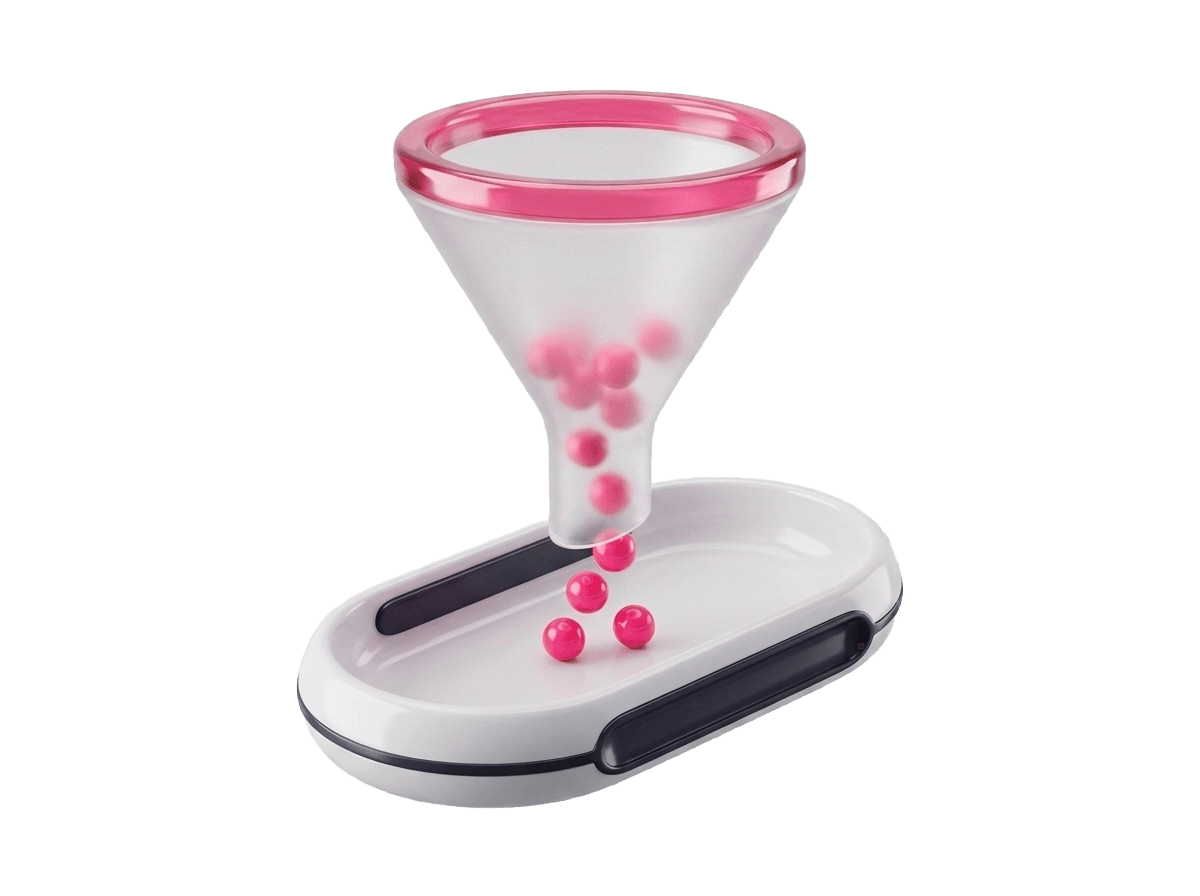 3D_funnel_pink_spheres_flowing